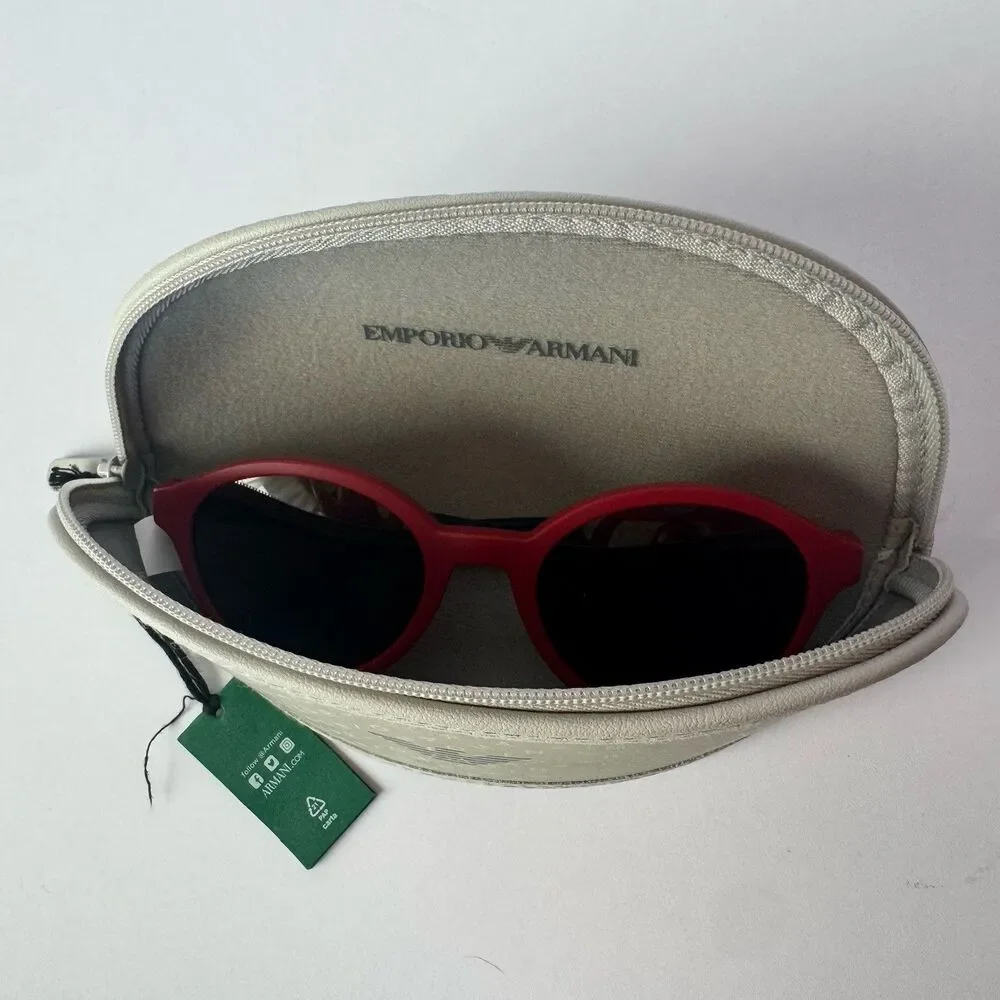 EMPORIO ARMANI Kids Sunglasses EA3202 Red Matte Round Frames Size 47 18 125